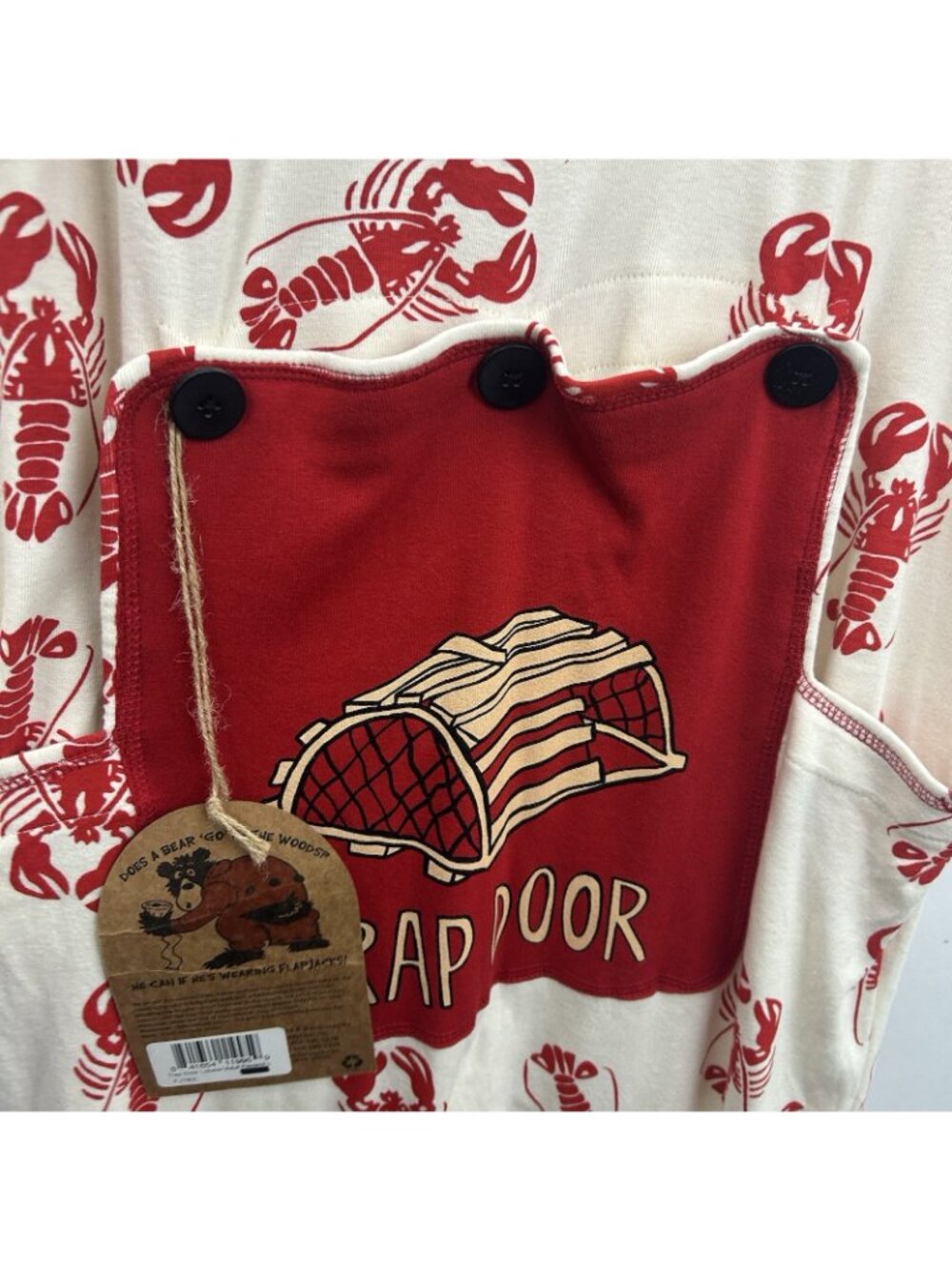 Lazy One Unisex Red White Trap Door Lobster Maine One Piece Pajamas Size Large - Picture 12 of 16